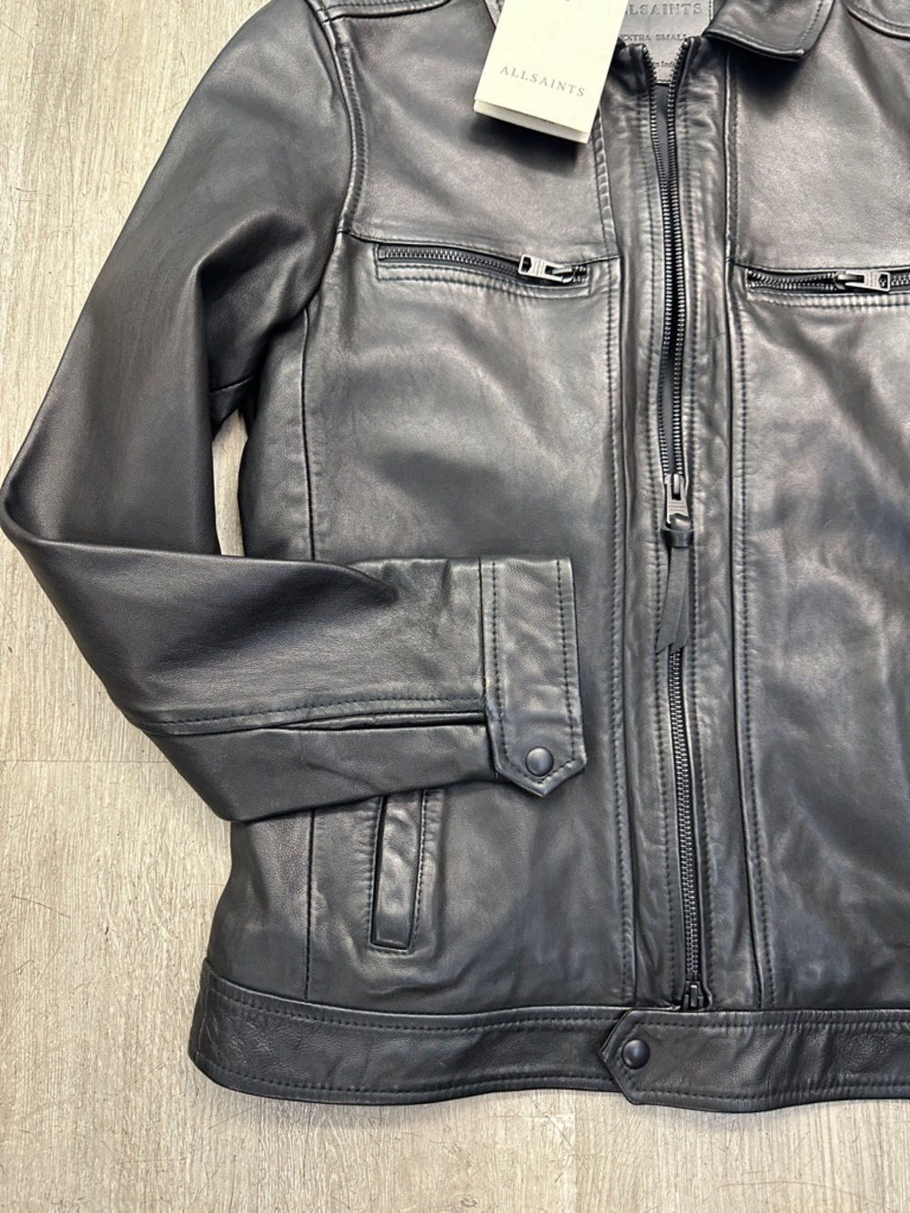 All Saints Black Leather Bomber Jacket LUCK LEATHER JACKET - Picture 10 of 15